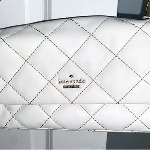 Kate Spade white leather and gold shoulder bag.